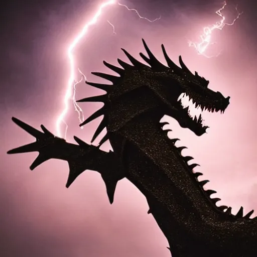 Image similar to Stunning photo of a lightning breathing dragon, cinematic