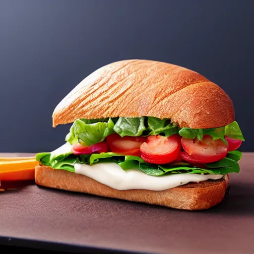 Prompt: photo of a sandwich made with a möbius loop of bread