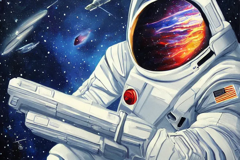 Image similar to interstellar astronaut, beautiful scifi painting