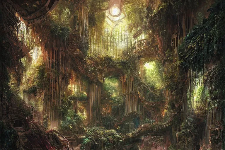 Prompt: the most amazing dream you ever had about subterranean jungle, john stephens, hyper realistic, ambient lighting, concept art, intricate, hyper detailed, smooth, dynamic volumetric lighting, octane, cinematic