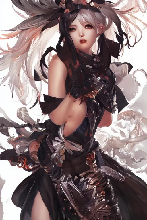 Prompt: Rhiana in a blade and soul spinoff artbook rendered by the artist Hyung tae Kim, Jiyun Chae, Lê Long, Joe Madureira, trending on Artstation by Hyung tae Kim, artbook, Stanley Artgerm Lau, WLOP, Rossdraws , James Gurney