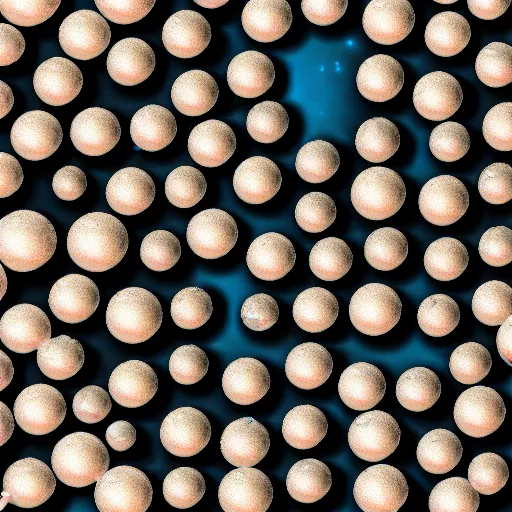 Image similar to army of balls with universes inside, hubble background, 5 5 mm