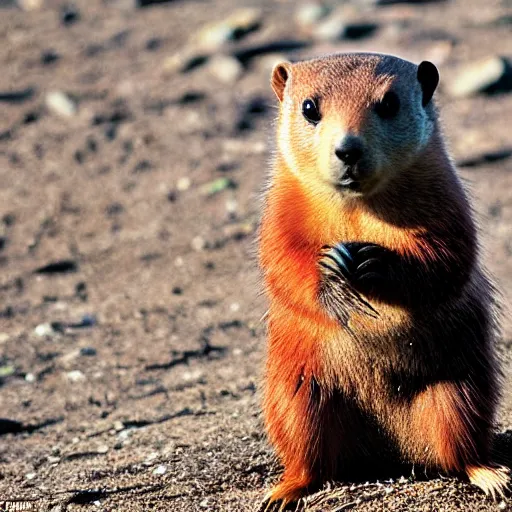 Prompt: a bear crossed with a prairie dog, award winning photograph