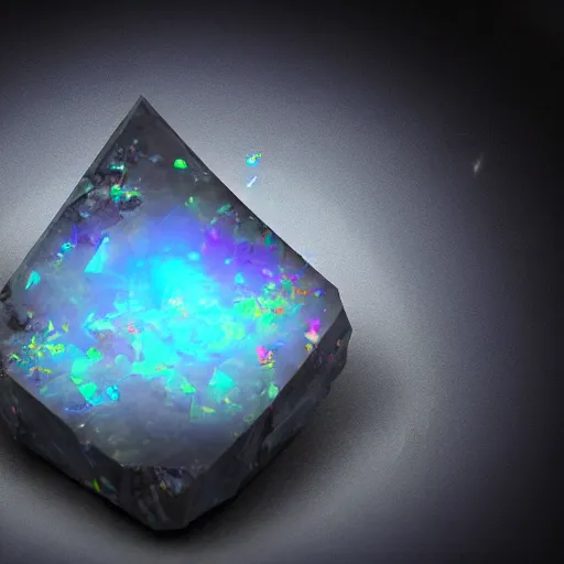 Image similar to a giant gemstone mineral with dark background. Opal gemstone, professional digital matte painting.