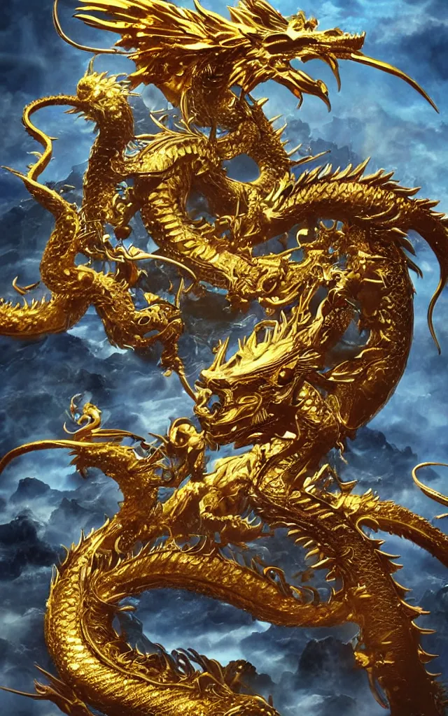 Prompt: golden dragon, epic, legendary, cinematic composition, stunning atmosphere by yoshitaka amano