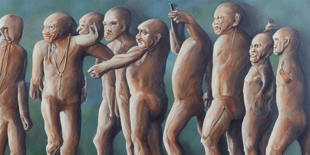 Image similar to detailed painting of human evolution