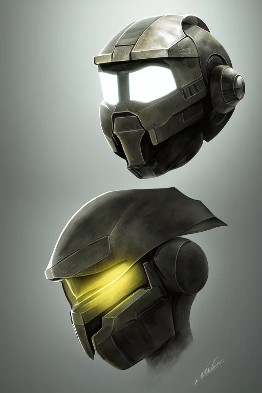 Image similar to robot ninja mask helmet halo master chief radiating a glowing aura global illumination ray tracing hdr fanart arstation by ian pesty and katarzyna da „ bek - chmiel