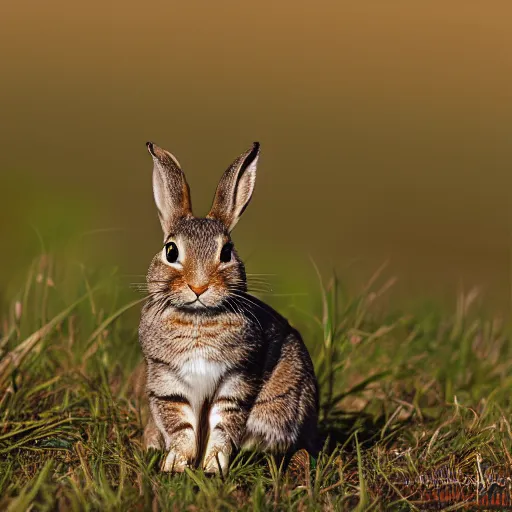 Image similar to high quality photography of rabbit cross cat on simple blurred background from National GeoGraphic Award winning.