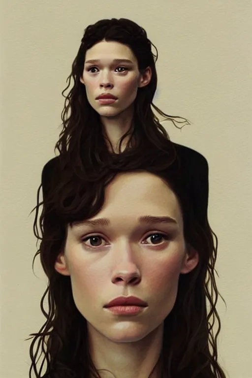 Image similar to a gallery artwork by Phil noto of Astrid berges frisbey; proportional face; beautiful face; lithe; wistful; symmetrical features