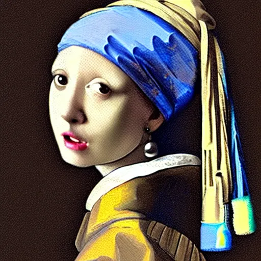 Image similar to girl with a pearl earring as a dog, very detailed