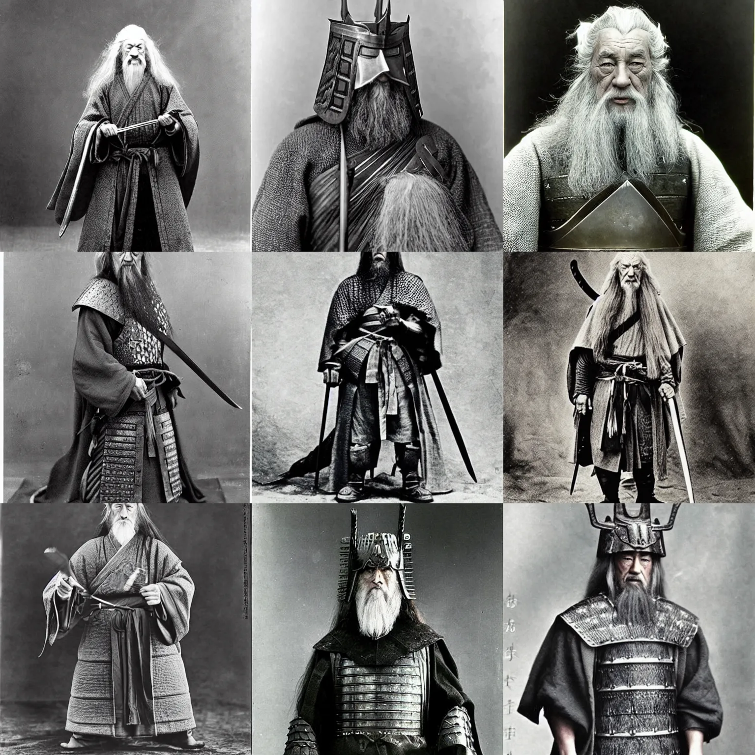 Image similar to “Gandalf in full samurai armour, 1900’s photo”