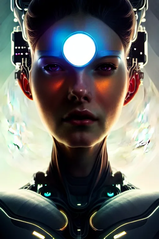 Prompt: portrait of ultra realistic, beautiful cyborg woman, metahuman, sci-fi, fantasy, manga, intricate, elegant, highly detailed, digital painting, octane render, artstation, concept art, smooth, sharp focus, eerie, illustration, art by artgerm and and greg rutkowski and alphonse mucha