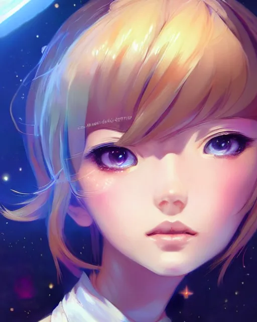 Image similar to portrait anime space cadet girl cute - fine - face, pretty face, realistic shaded perfect face, fine details. anime. realistic shaded lighting by ilya kuvshinov nad 4 r and serafleur and rossdraws giuseppe dangelico pino and michael garmash and rob rey, iamag premiere, aaaa achievement collection, elegant, fabulous, eyes open in wonder