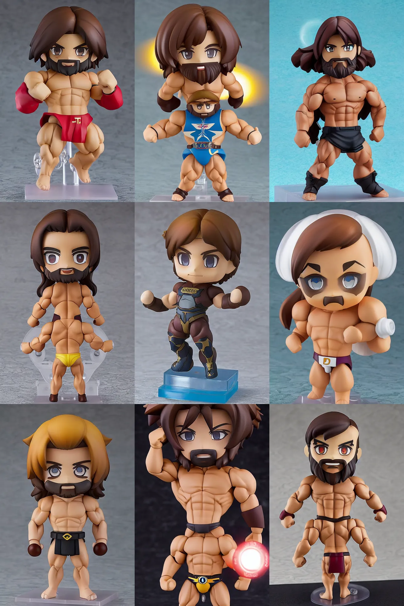 Prompt: jesus as a bodybuilder, an anime nendoroid of jesus christ, figurine, detailed product photo, halo above head, dramatic lighting