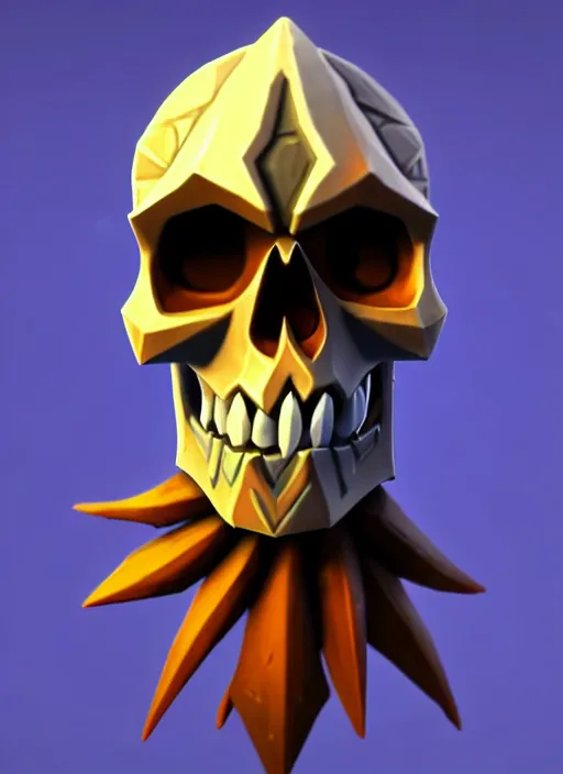 Image similar to cloaked skull, stylized stl, 3 d render, activision blizzard style, hearthstone style, crash bandicoot artstyle