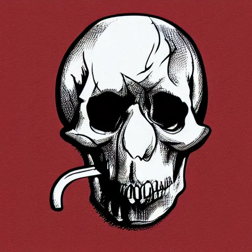 Image similar to smoking skull line art, graphic tees