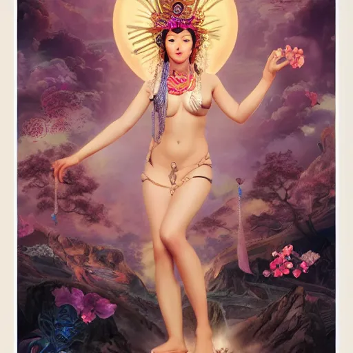 Prompt: the goddess of love showing humanity it's true form by Huang Guangjian and Gil Elvgren and Sachin Teng, 8k,