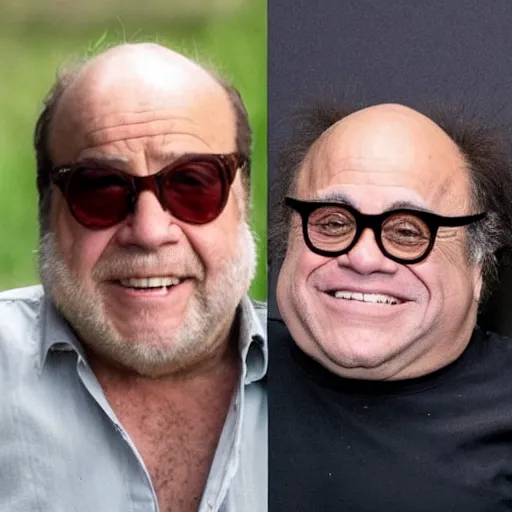 Prompt: person who looks like Danny devito and willem dafoe