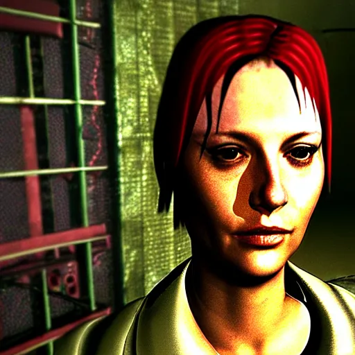 Prompt: close up portrait of heather mason in silent hill 3, on stage at heaven's night nightclub, 8 k, realistic,