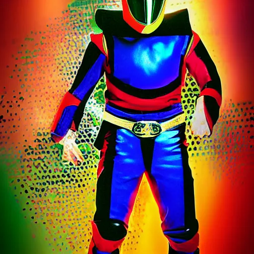 Image similar to keanu reeves as the rainbow power ranger, digital photography, high detail