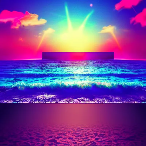 Prompt: ocean, retrowave