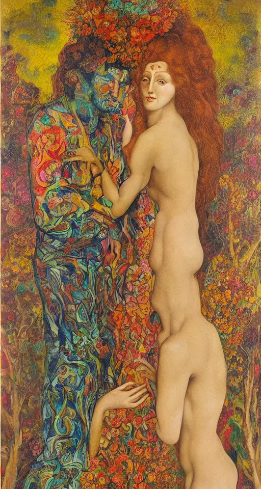 Image similar to floral portrait of man and woman by wojciech siudmak and ernst fuchs, oil on canvas