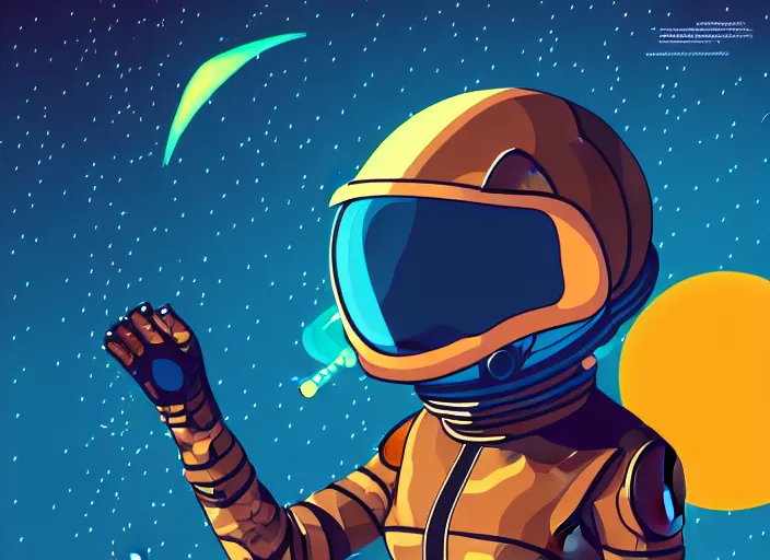 Image similar to digital art vector cat with space helmet scifi!!! detailed wallpaper trending on artstation