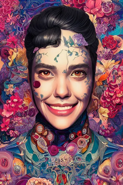 Image similar to a smiling cute human, tristan eaton, victo ngai, artgerm, rhads, ross draws