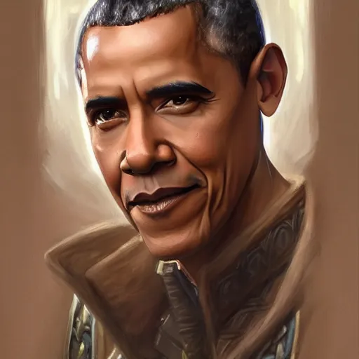 Image similar to Barack Obama as a fantasy D&D character, portrait art by Donato Giancola and James Gurney, digital art, trending on artstation