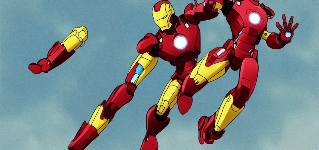 Prompt: Iron Man in the style of Studio Ghibli