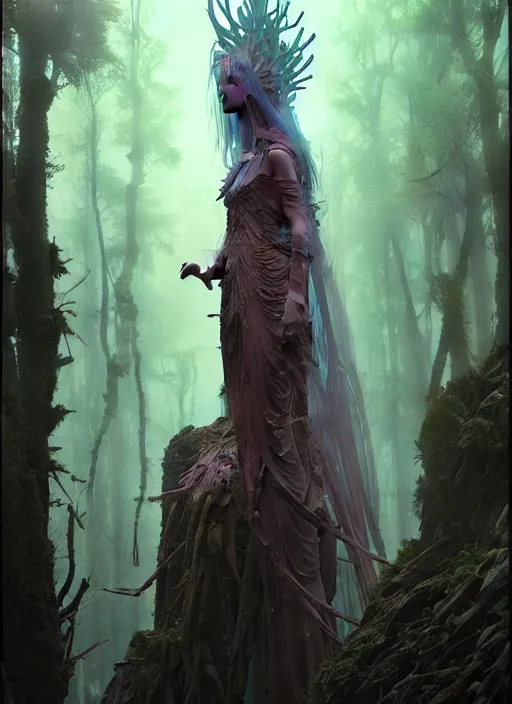 Image similar to Goddess of the forest, trending on Artstation, Greg Rutkowski, Wayne Barlowe