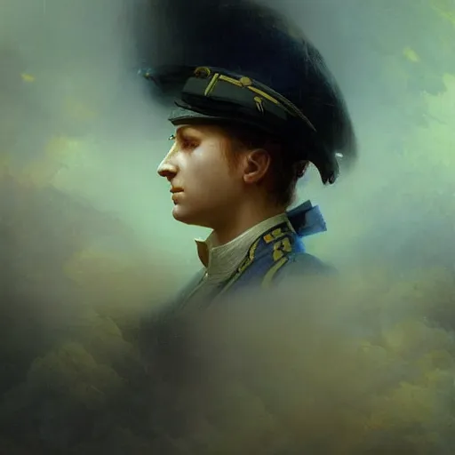 Prompt: three quarters portrait surrealism favusim by Aleksi Briclot and by Ivan Aivazovsky, masterpiece