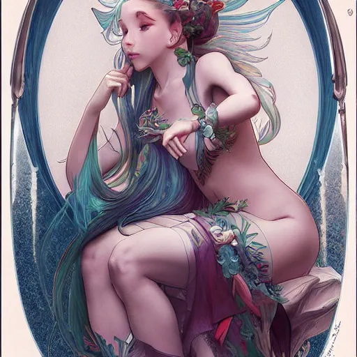 Image similar to Vaporeon Gajinka human girl , highly detailed, digital pencil painting, sharp focus, illustration, art by artgerm and greg rutkowski and alphonse mucha