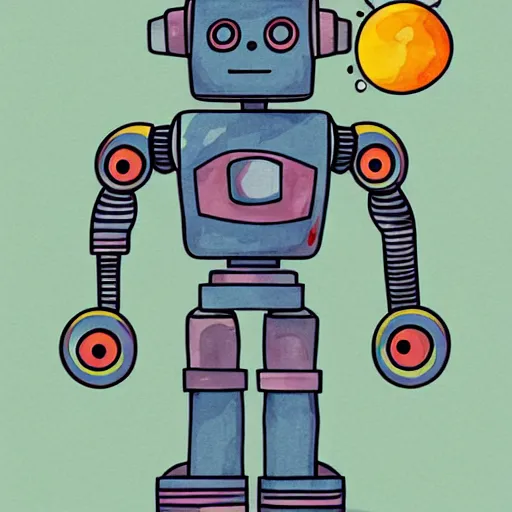 Image similar to a robot holding a t - shirt, digital art, illustration, water color