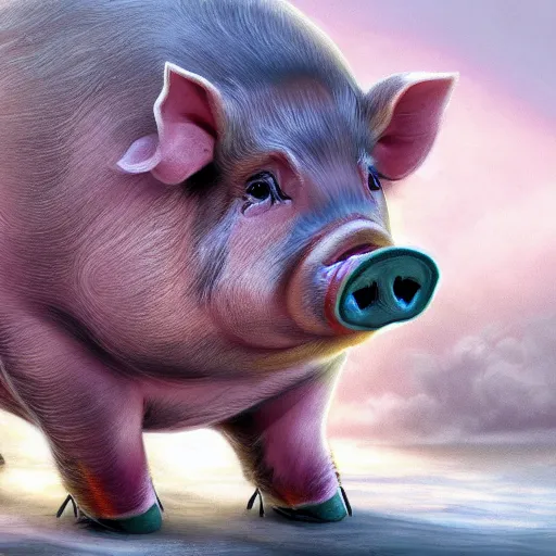 Prompt: cute pig, fantasy art, concept art, computer art, high detail, 4 k,