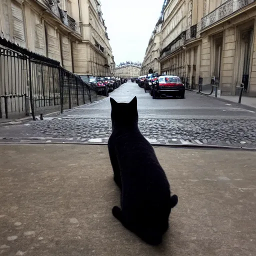 Image similar to cat back looking on paris