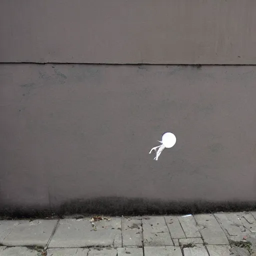 Prompt: bansky street art of small girl holding a balloon.