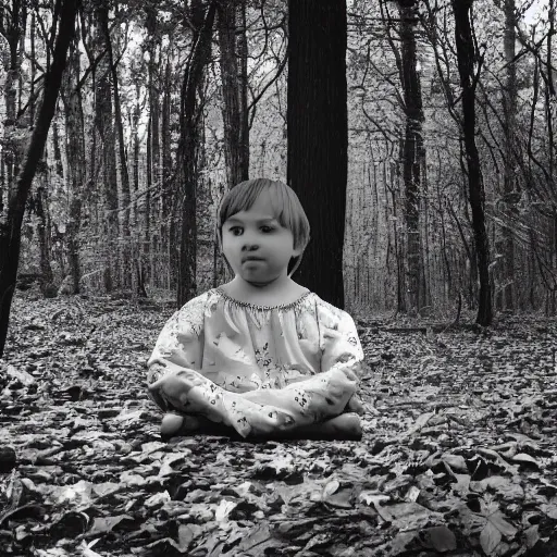 Image similar to old photo of a floating child in the middle of a forest