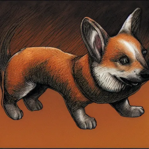 Image similar to a corgie, by kentaro Miura berserk