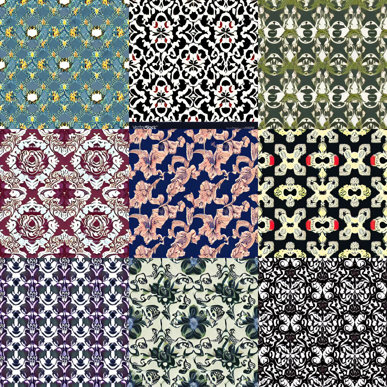 Prompt: Italian floral pattern, flat light, seamless, repetitive