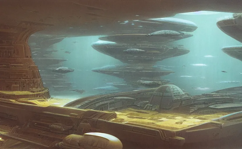 Prompt: underwater city, ralph mcquarrie