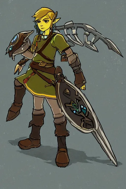 Prompt: a guardian from the legend of zelda breath of the wild, breath of the wild art style.