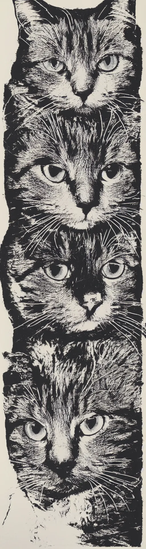 Prompt: a screenprint of a cat by Andy Warhol