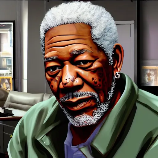 Image similar to Gangster Morgan Freeman in GTA V art