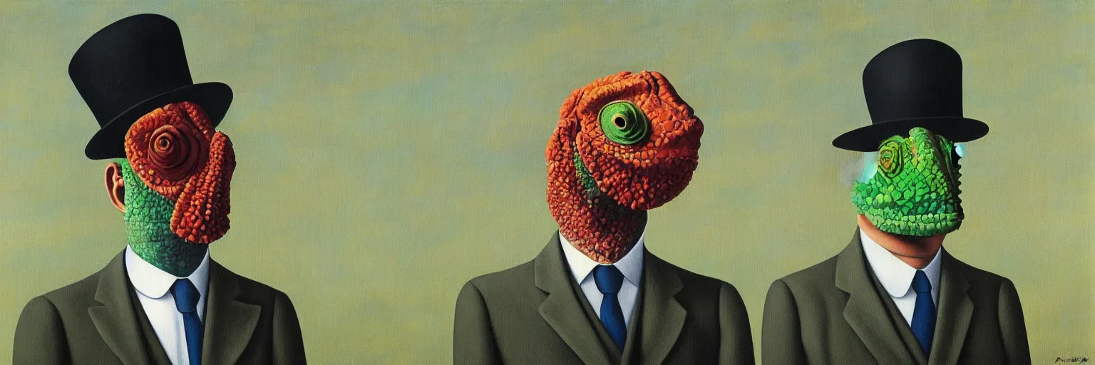 Prompt: chameleon painting magritte