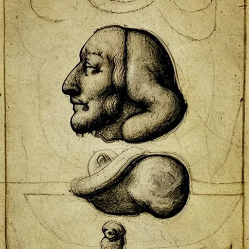 Prompt: leonardo da vinci's sketch of poop emoji