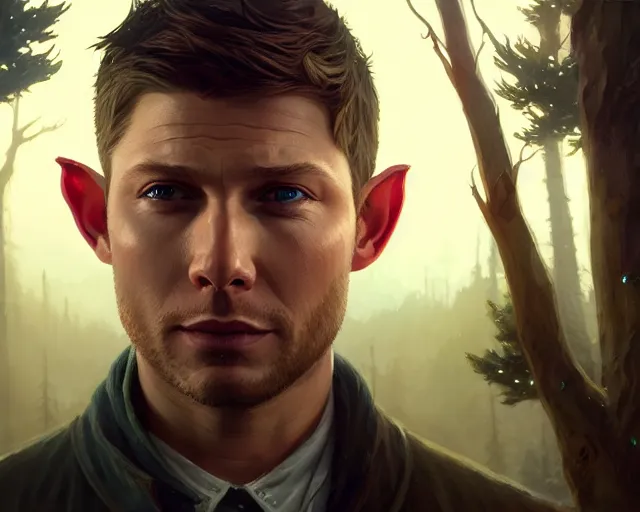 Prompt: highly detailed portrait of jensen ackles as an elf, in gta v, stephen bliss, unreal engine, fantasy art by greg rutkowski, loish, rhads, ferdinand knab, makoto shinkai and lois van baarle, ilya kuvshinov, rossdraws, tom bagshaw, global illumination, radiant light, detailed and intricate environment