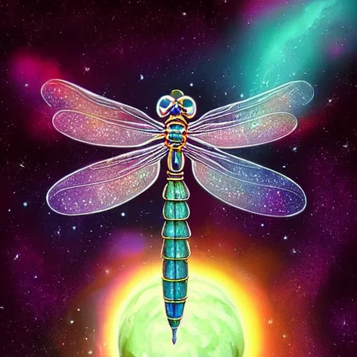 Prompt: A cosmic Dragonfly, universe on the background, concept art , Pinterest art station