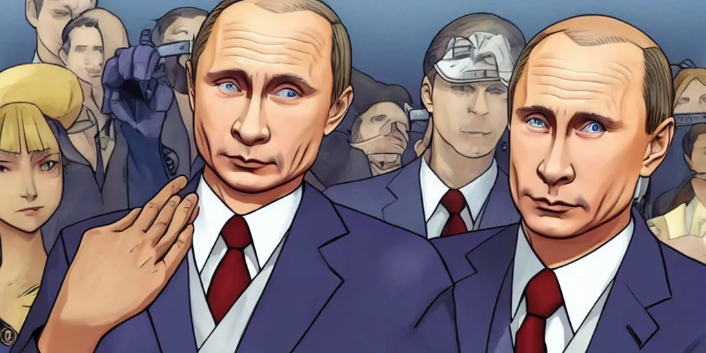 Image similar to vladimir putin in ace attorney