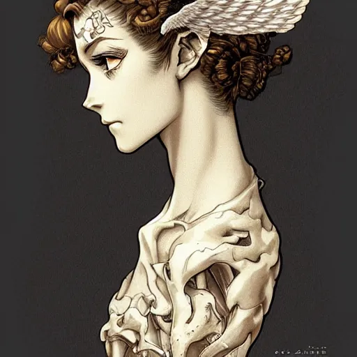 Image similar to anime manga skull portrait young woman skeleton, angel intricate, elegant, highly detailed, digital art, ffffound, art by JC Leyendecker and Norman Rockwell